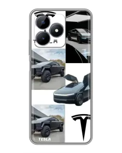 Чехол для Realme Note 50 с картинкой «Коллаж Cybertruck Tesla»