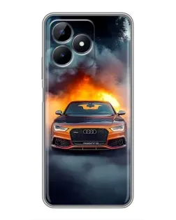 Чехол для Realme Note 50 с картинкой «Audi в огненном дыму»