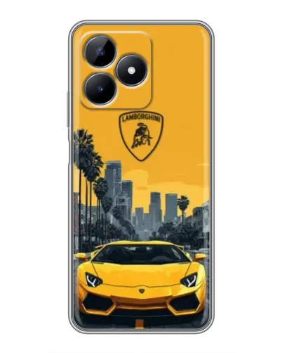 Чехол для Realme Note 50 с картинкой «Желтый Lamborghini город» Чехол для Realme Note 50 с картинкой «Желтый Lamborghini город»