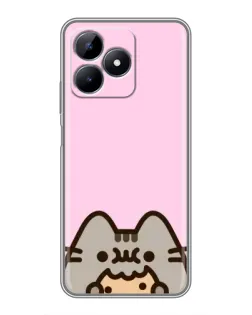 Чехол для Realme Note 50 с картинкой «Pusheen и печенье»