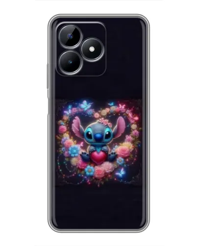 Чехол для Realme Note 50 с картинкой «Stitch в цветах»