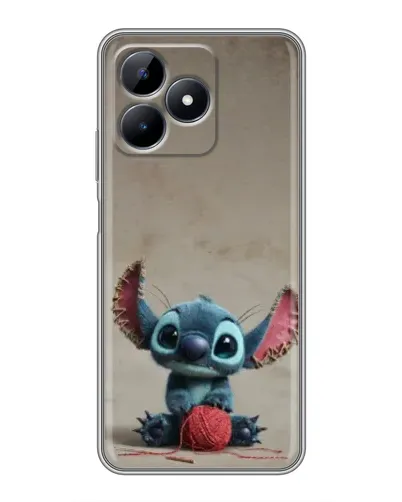 Чехол для Realme Note 50 с картинкой «Стич на коричневом фоне»