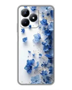 Чехол для Realme Note 50 с картинкой «Голубой цветочный каскад»