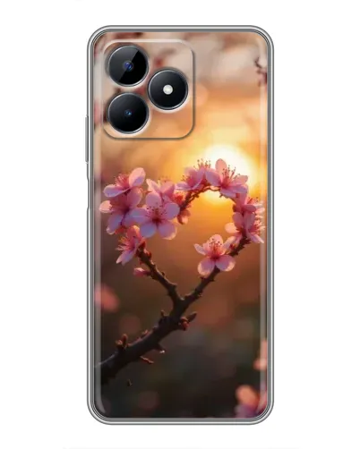 Чехол для Realme Note 50 с картинкой «Розовый цвет сердце на фоне заката» Чехол для Realme Note 50 с картинкой «Розовый цвет сердце на фоне заката»