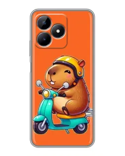 Чехол для Realme Note 50 с картинкой «Капибара на скутере»