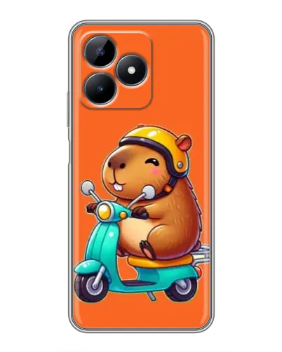 Чехол для Realme Note 50 с картинкой «Капибара на скутере»
