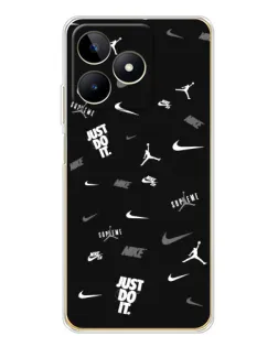 Чехол для Realme Note 60 с картинкой «Nike Black Pattern»