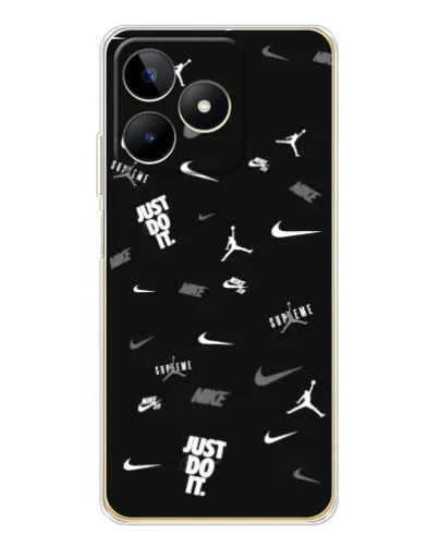 Чехол для Realme Note 60 с картинкой «Nike Black Pattern»