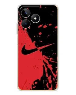 Чехол для Realme Note 60 с картинкой «Красные брызги Nike»