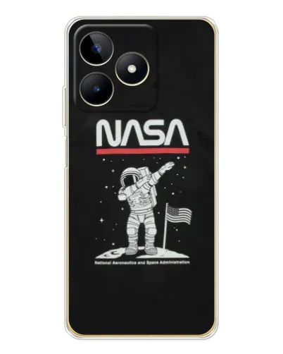 Чехол для Realme Note 60 с картинкой «NASA — шагаем по Луне»