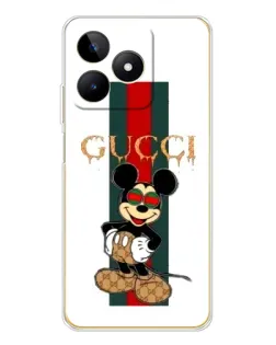 Чохол для Realme Note 60 з картинкою «Міккі Маус Gucci — смуги»
