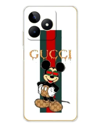 Чохол для Realme Note 60 з картинкою «Міккі Маус Gucci — смуги»