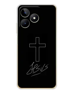 Чехол для Realme Note 60 с картинкой «Графический крест Jesus»