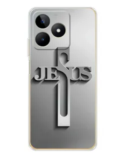 Чехол для Realme Note 60 с картинкой «Металлический крест Jesus»