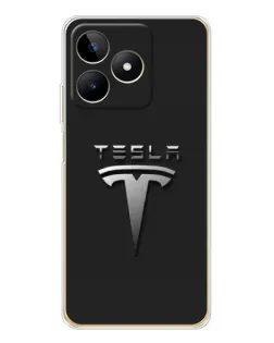 Чехол для Realme Note 60 с картинкой «Стальной логотип Tesla»