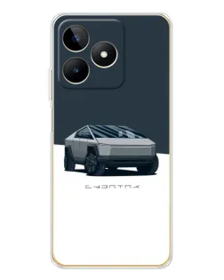 Чехол для Realme Note 60 с картинкой «Серебристый Cybertruck Tesla»