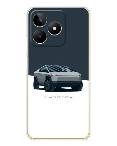 Чехол для Realme Note 60 с картинкой «Серебристый Cybertruck Tesla»