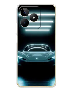 Чехол для Realme Note 60 с картинкой «Tesla в неоне»