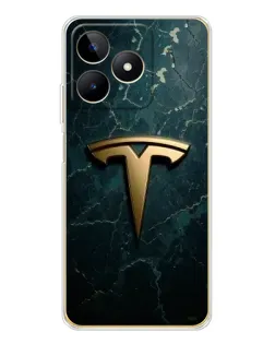 Чехол для Realme Note 60 с картинкой «Мраморная Tesla Gold»