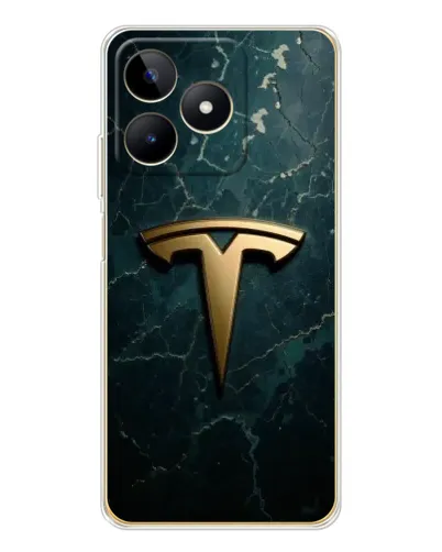 Чехол для Realme Note 60 с картинкой «Мраморная Tesla Gold»
