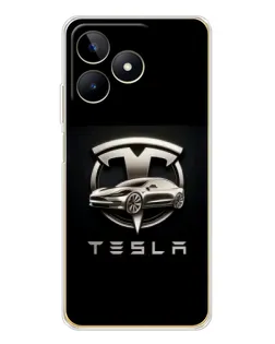 Чехол для Realme Note 60 с картинкой «Tesla — серебристое авто»