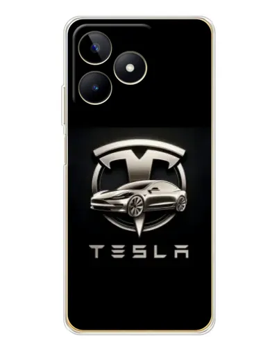 Чехол для Realme Note 60 с картинкой «Tesla — серебристое авто»