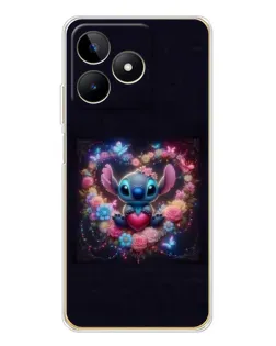 Чехол для Realme Note 60 с картинкой «Stitch в цветах»