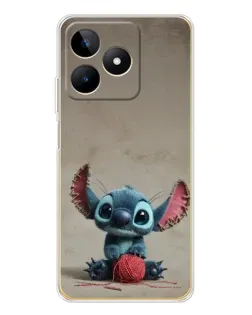 Чехол для Realme Note 60 с картинкой «Стич на коричневом фоне»