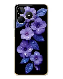 Чохол для Realme Note 60 з картинкою «Фіолетові квіти з росою»
