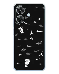 Чохол для Realme Note 60x з картинкою «Nike Black Pattern»