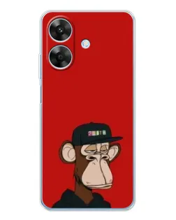 Чехол для Realme Note 60x с картинкой «Bored Ape — красный фон»
