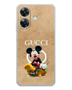 Чехол для Realme Note 60x с картинкой «Микки Маус Gucci — крафт»