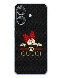 Чехол для Realme Note 60x с картинкой «Минни Маус Gucci — черный»
