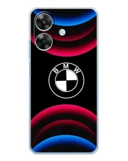 Чехол для Realme Note 60x с картинкой «Логотип BMW и неоновые дуги»