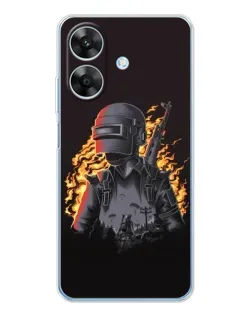 Чехол для Realme Note 60x с картинкой «PUBG — огненный силуэт»