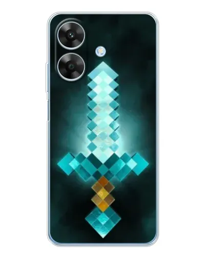 Чехол для Realme Note 60x с картинкой «Алмазный меч неон»