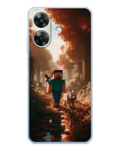 Чехол для Realme Note 60x с картинкой «Стив в лесу»