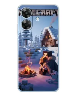 Чехол для Realme Note 60x с картинкой «Зимний Minecraft»