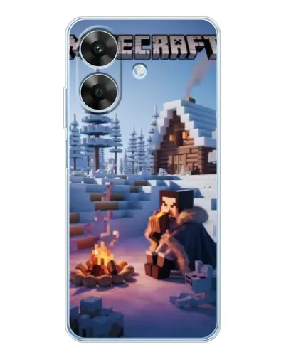 Чехол для Realme Note 60x с картинкой «Зимний Minecraft»