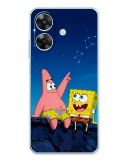 Чохол для Realme Note 60x з картинкою «Губка Боб та Патрік вночі»