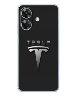 Чехол для Realme Note 60x с картинкой «Стальной логотип Tesla»