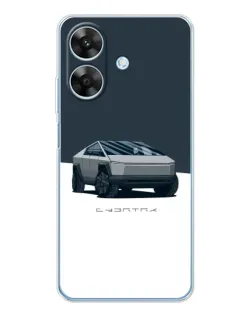 Чехол для Realme Note 60x с картинкой «Серебристый Cybertruck Tesla»