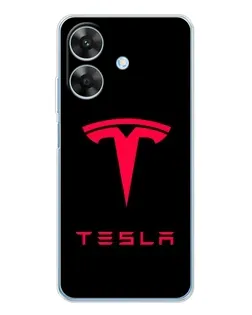 Чехол для Realme Note 60x с картинкой «Tesla Red Logo»