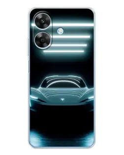 Чехол для Realme Note 60x с картинкой «Tesla в неоне»