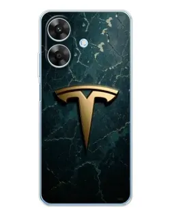 Чехол для Realme Note 60x с картинкой «Мраморная Tesla Gold»