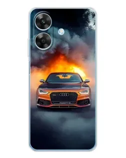Чохол для Realme Note 60x з картинкою «Audi у вогняному диму»
