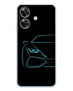 Чехол для Realme Note 60x с картинкой «Голубой силуэт Lamborghini»