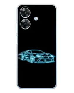 Чехол для Realme Note 60x с картинкой «Неоновый контур Lamborghini»