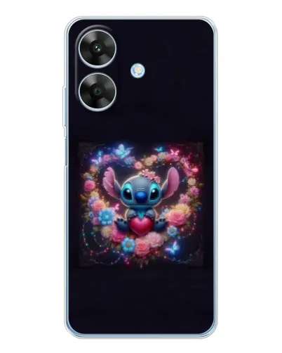 Чехол для Realme Note 60x с картинкой «Stitch в цветах»
