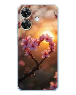 Чехол для Realme Note 60x с картинкой «Розовый цвет сердце на фоне заката» Чехол для Realme Note 60x с картинкой «Розовый цвет сердце на фоне заката»